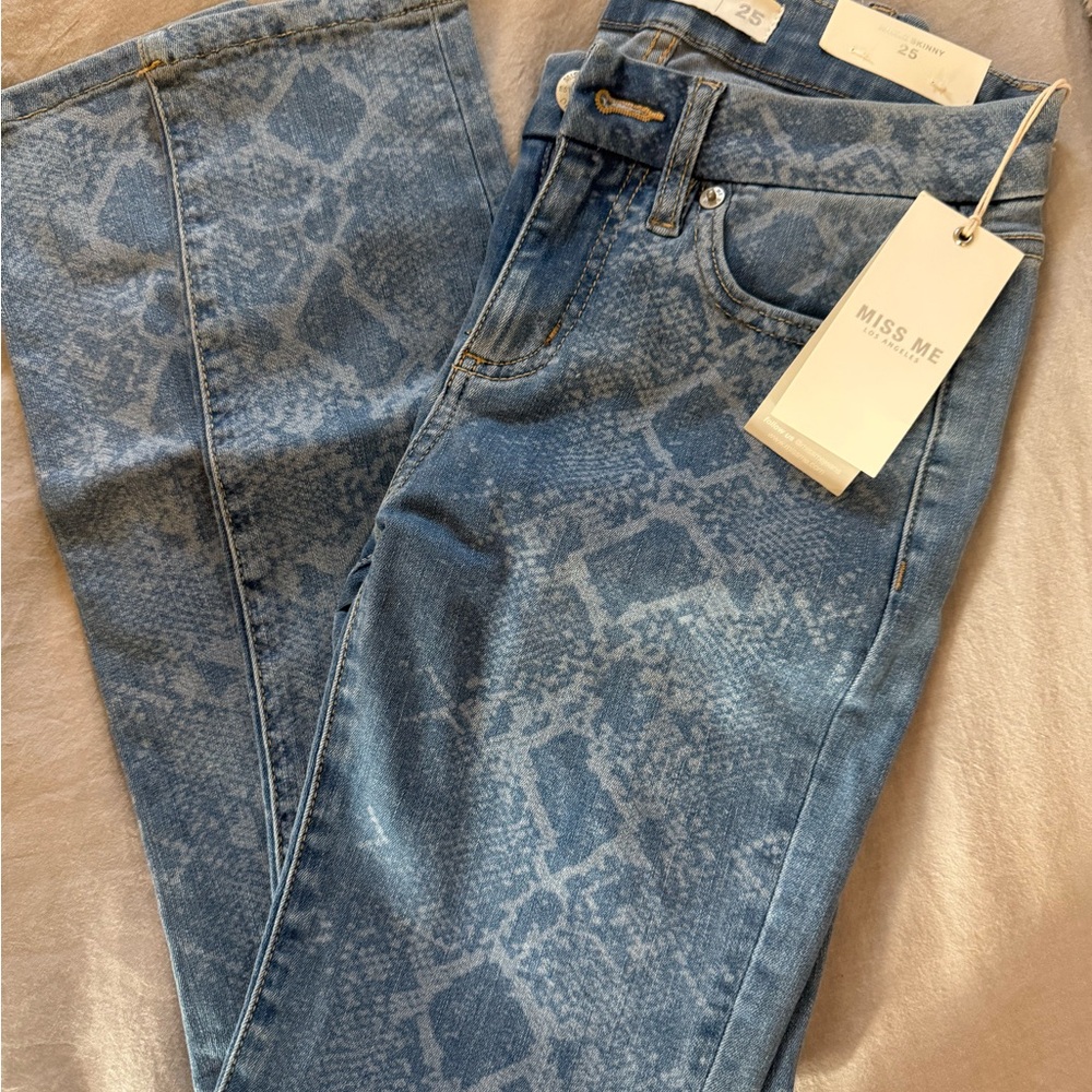 Miss Me Blue Snake Print Women's Jeans